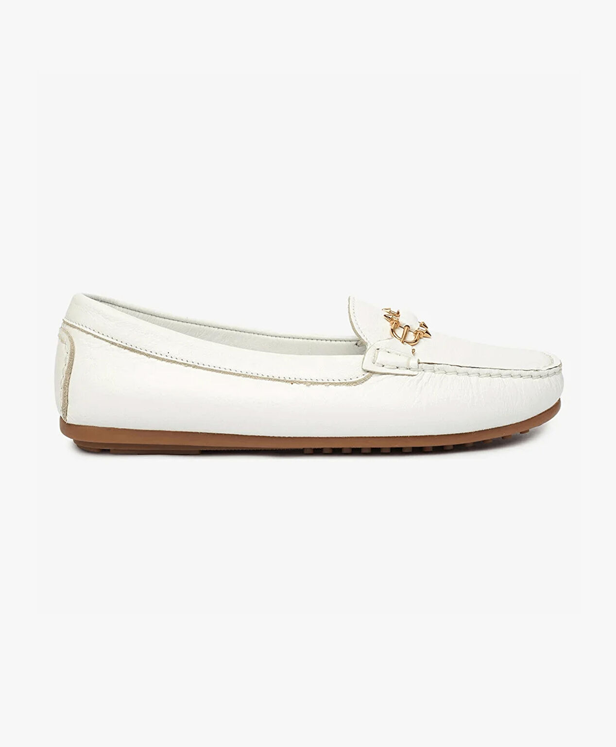 Kadın Beyaz Hakiki Deri Loafer Ayakkabı - 1