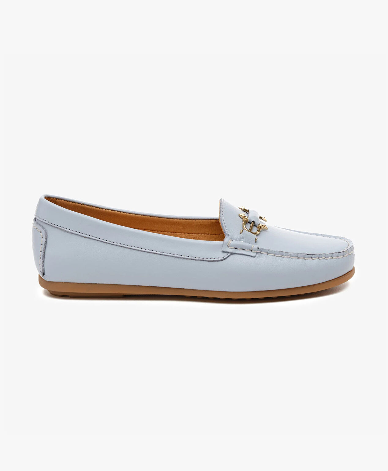 Kadın Mavi Hakiki Deri Loafer Ayakkabı - 1