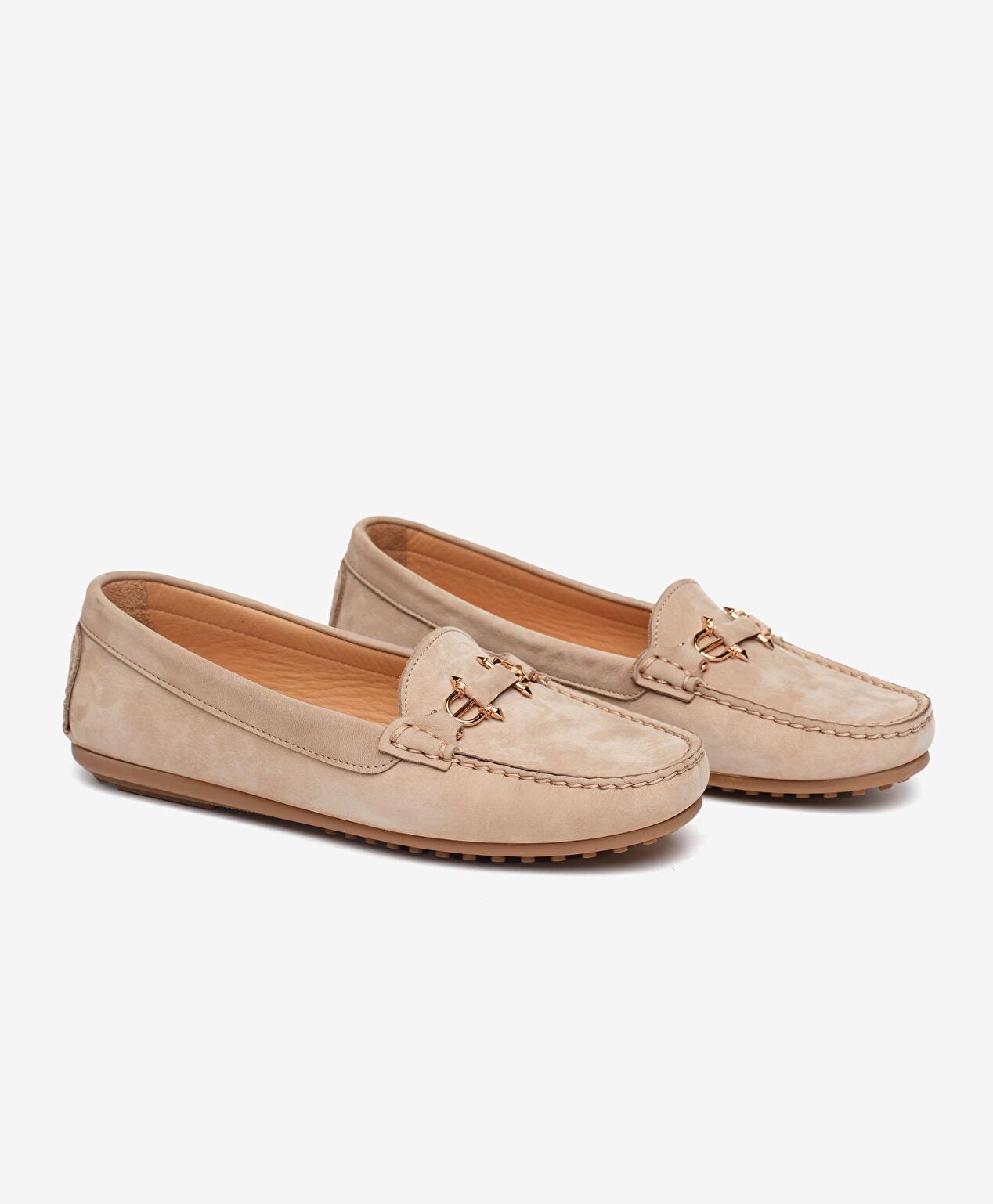 Kadın Vizon Nubuk Hakiki Deri Loafer Ayakkabı - 3