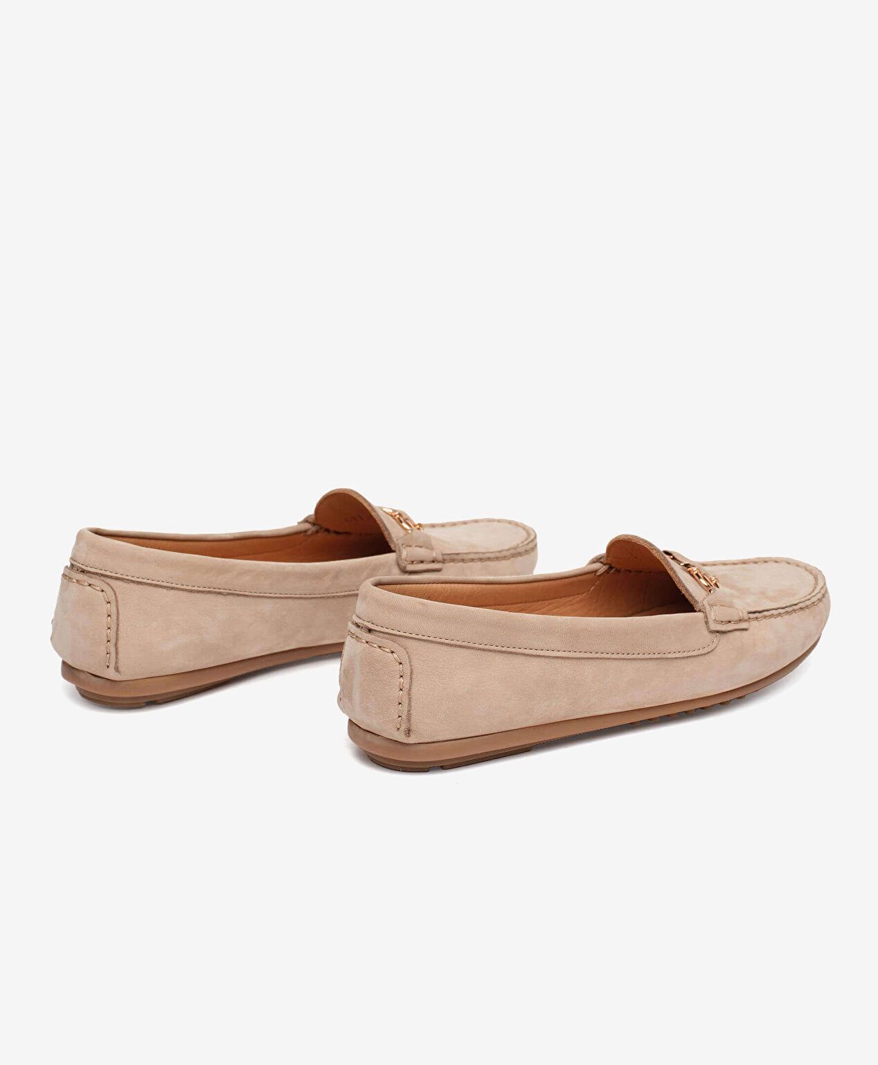 Kadın Vizon Nubuk Hakiki Deri Loafer Ayakkabı - 4