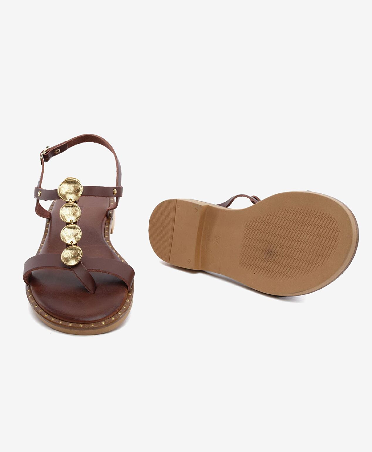 Kadın Kahverengi Hakiki Deri Sandalet - 6