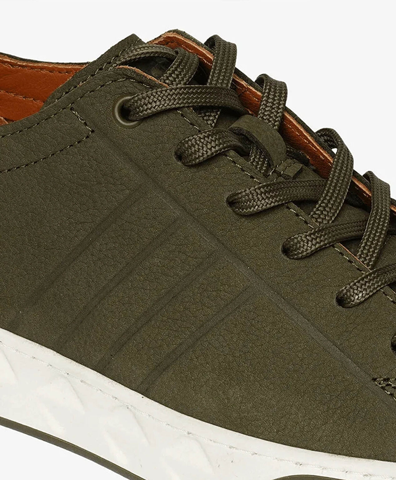 Erkek Haki Hakiki Deri Sneaker Ayakkabı - 5