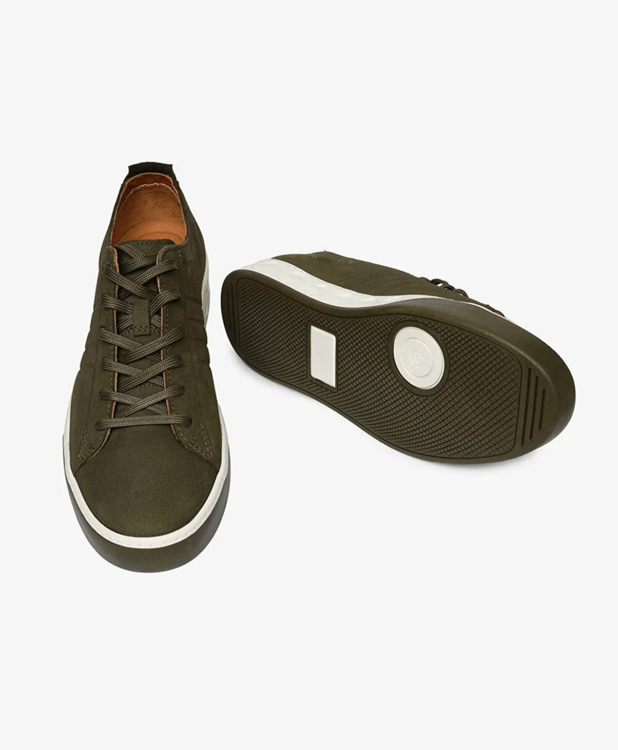 Erkek Haki Hakiki Deri Sneaker Ayakkabı - 6