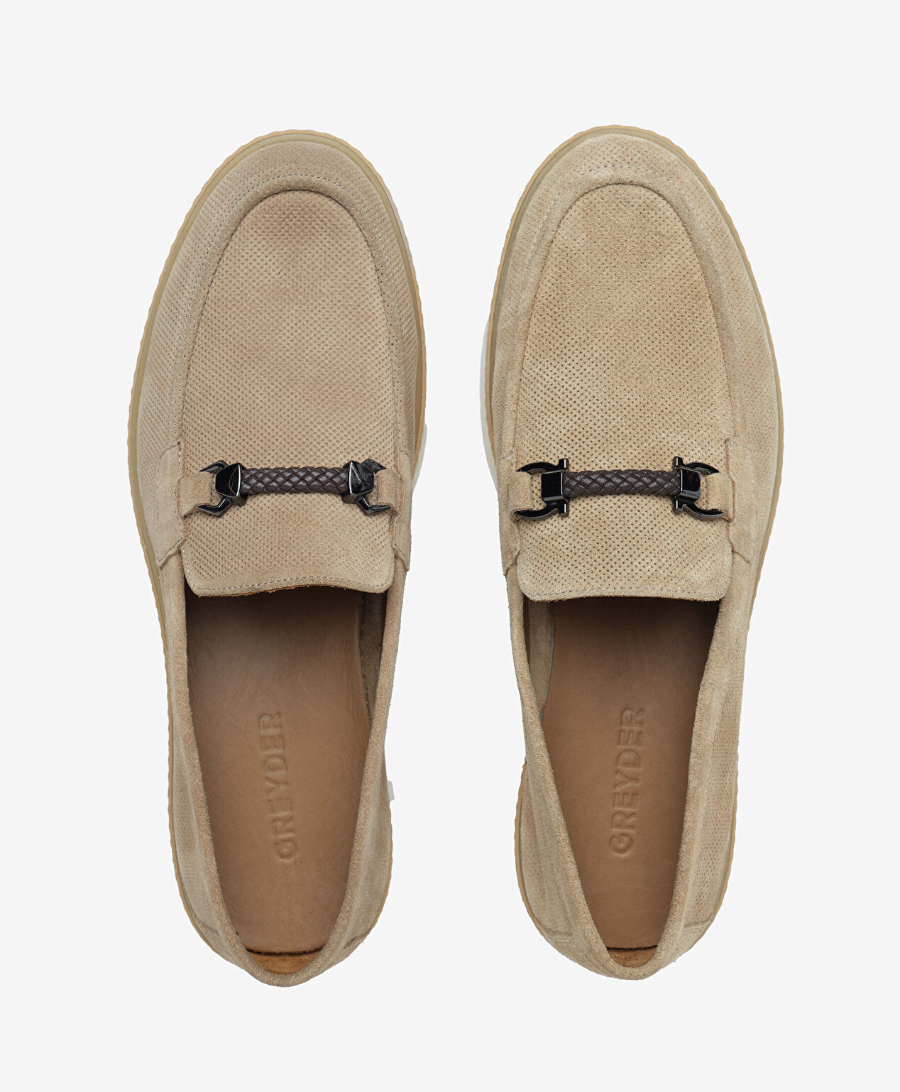 Erkek Bej Hakiki Deri Loafer Ayakkabı - 5