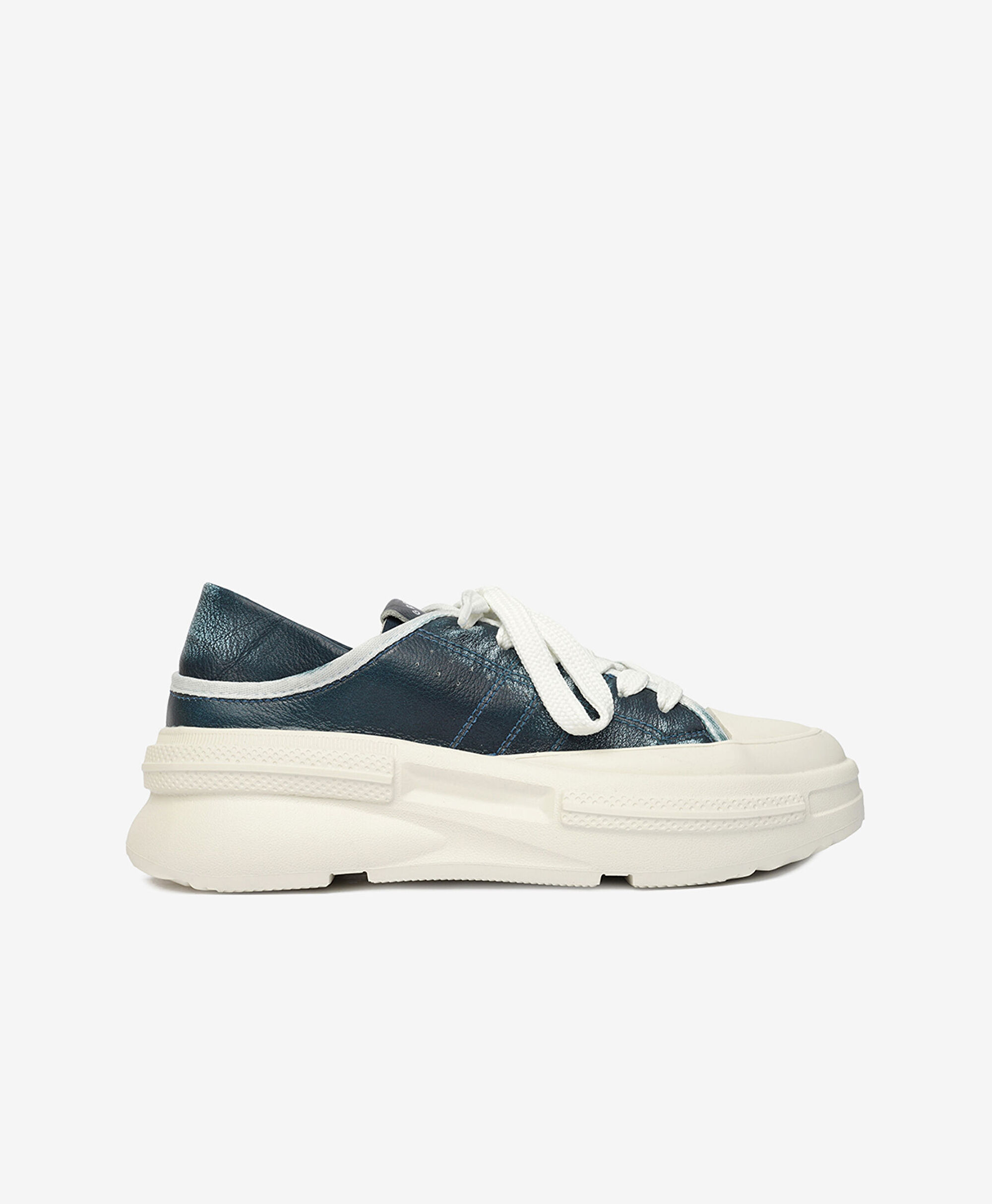 Kadın Mavi Hakiki Deri Sneaker Ayakkabı 4Y2SA33400