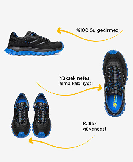 Erkek Siyah Saks Hakiki Deri Su Geçirmez Outdoor Ayakkabı