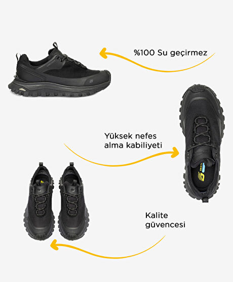 Erkek Siyah Hakiki Deri Su Geçirmez Ayakkabı