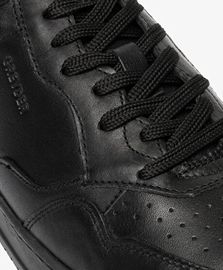 Erkek Siyah Hakiki Deri Sneaker Ayakkabı