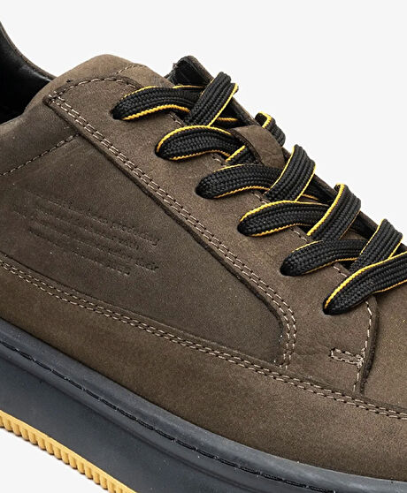 Erkek Duman Hakiki Deri Sneaker Ayakkabı
