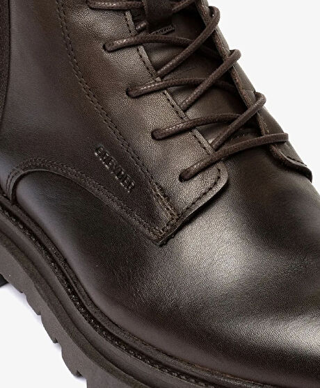 Erkek Kahverengi Hakiki Deri Military Bot