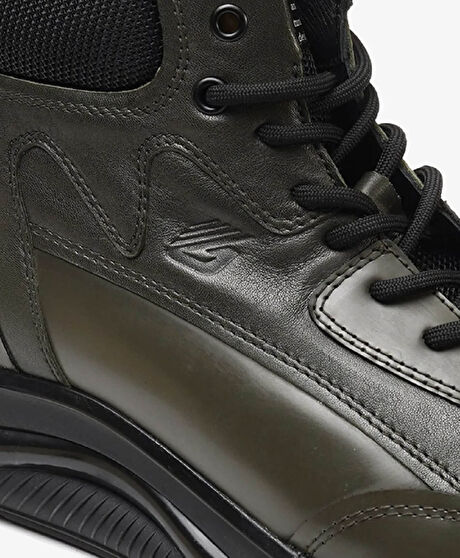 Erkek Haki Hakiki Deri Sneaker Bot