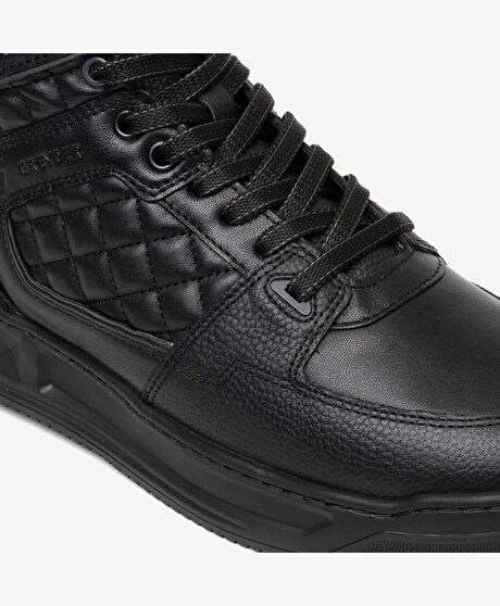 Erkek Siyah Hakiki Deri Sneaker Bot