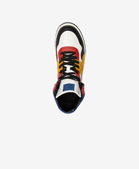 Erkek Sarı Mavi Beyaz Siyah Hakiki Deri Sneaker Bot