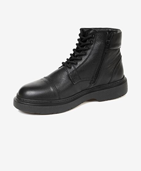 Erkek Siyah Hakiki Deri Casual Bot