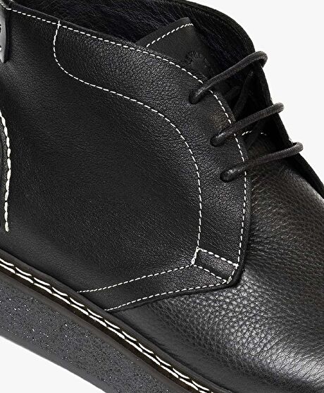 Erkek Siyah Hakiki Deri Klasik Bot