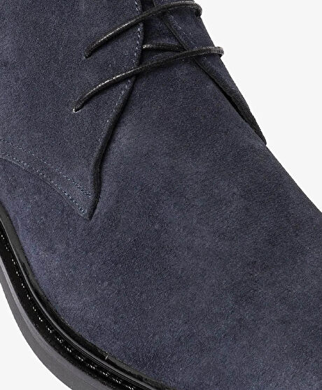 Erkek Lacivert Hakiki Deri Klasik Bot