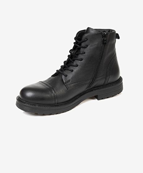 Erkek Siyah Hakiki Deri Casual Bot