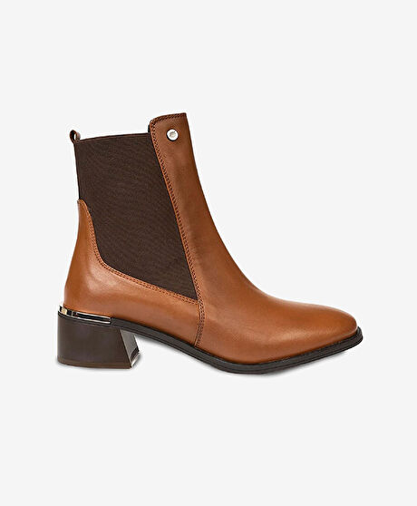 Kadın Taba Hakiki Deri Topuklu Bot