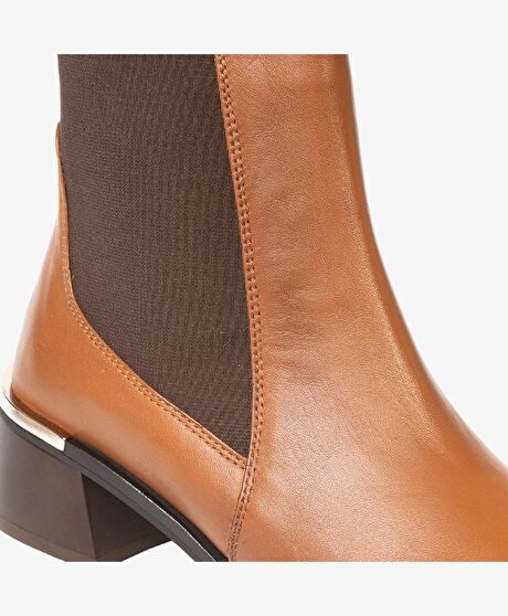 Kadın Taba Hakiki Deri Topuklu Bot