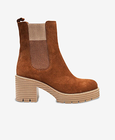 Kadın Taba Hakiki Deri Topuklu Bot