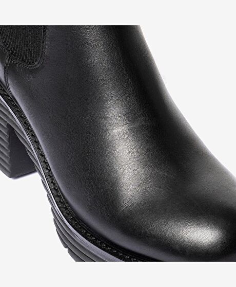 Kadın Siyah Hakiki Deri Topuklu Bot