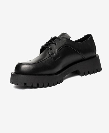 Kadın Siyah Hakiki Deri Oxford Ayakkabı