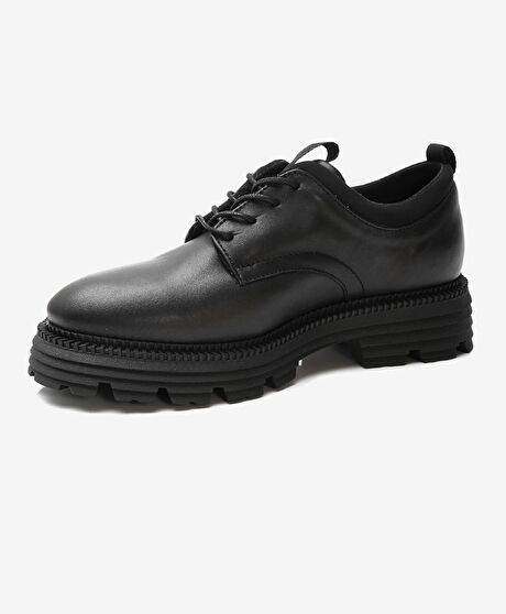 Kadın Siyah Hakiki Deri Oxford Ayakkabı