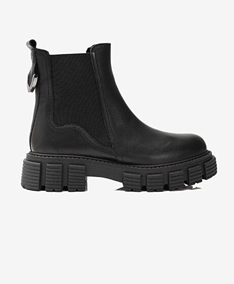 Kadın Siyah Hakiki Deri Chelsea Bot