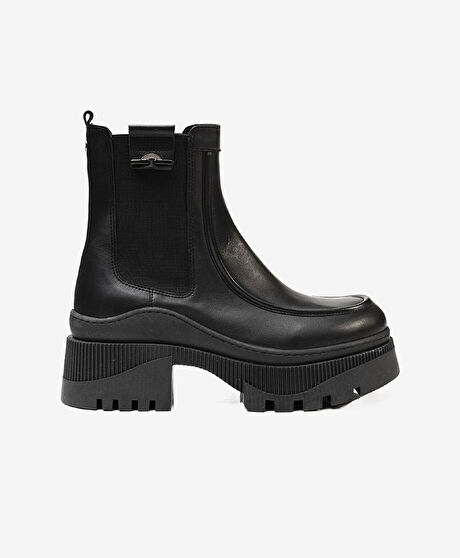 Kadın Siyah Hakiki Deri Memory Foam Taban Chelsea Bot