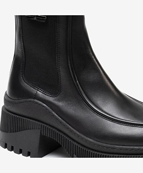 Kadın Siyah Hakiki Deri Memory Foam Taban Chelsea Bot