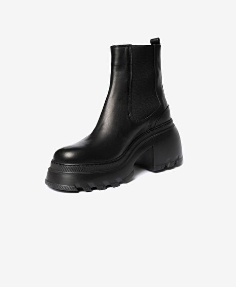 Kadın Siyah Hakiki Deri Chelsea Bot