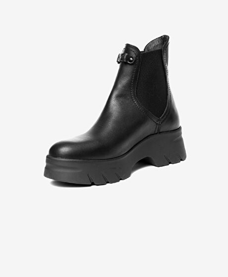 Kadın Siyah Hakiki Deri Chelsea Bot