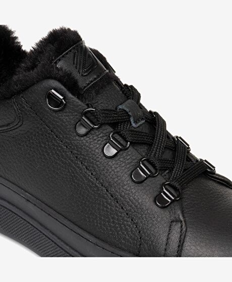 Kadın Siyah Hakiki Deri Sneaker Ayakkabı