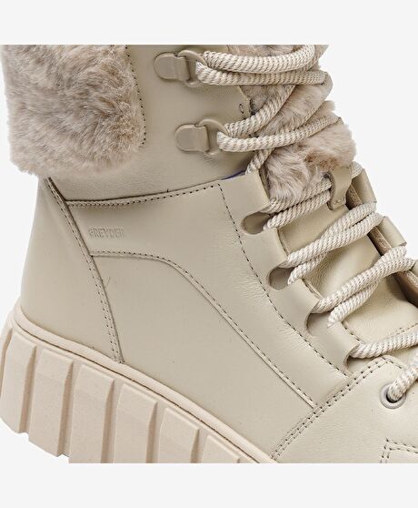 Kadın Ekru Hakiki Deri Sneaker Bot