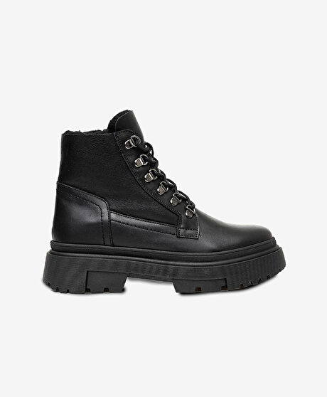 Kadın Siyah Hakiki Deri Termo Light Taban Casual Bot