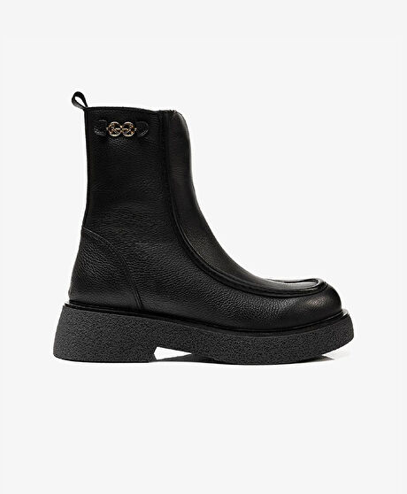 Kadın Siyah Hakiki Deri Memory Foam Taban Casual Bot