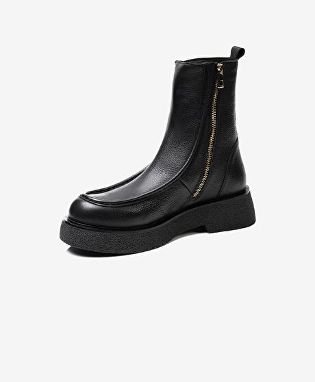 Kadın Siyah Hakiki Deri Memory Foam Taban Casual Bot