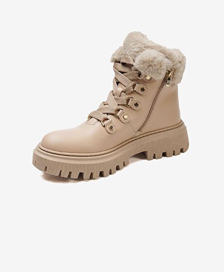 Kadın Koyu Bej Hakiki Deri Casual Bot