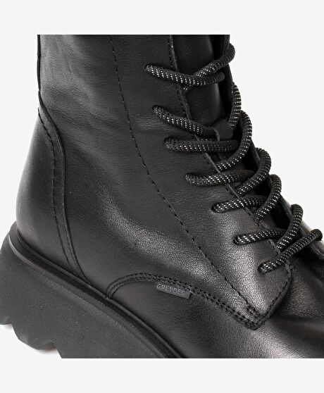 Kadın Siyah Hakiki Deri Military Bot