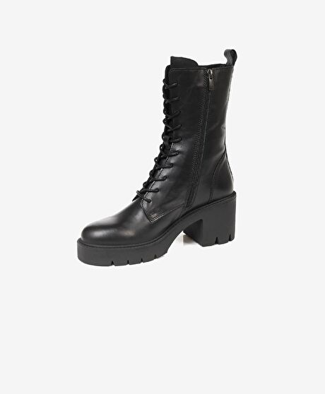 Kadın Siyah Hakiki Deri Termo Light Taban Military Bot