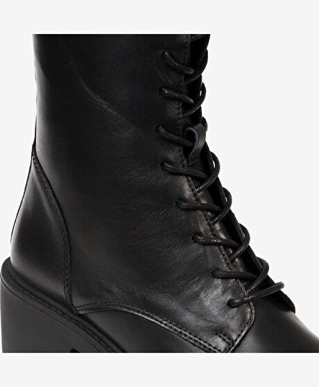 Kadın Siyah Hakiki Deri Termo Light Taban Military Bot