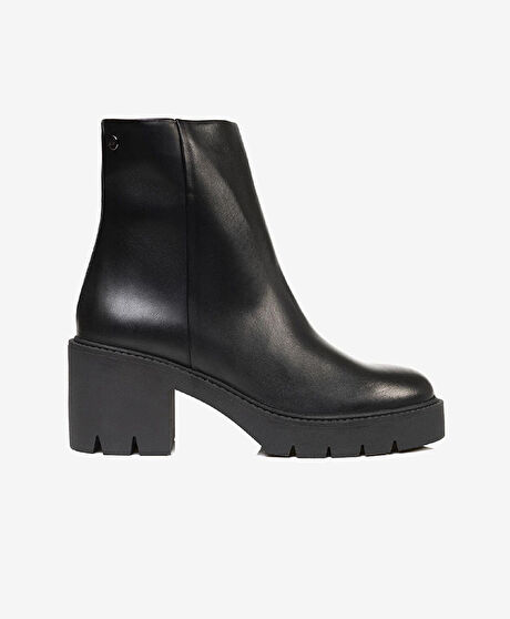 Kadın Siyah Hakiki Deri Topuklu Bot
