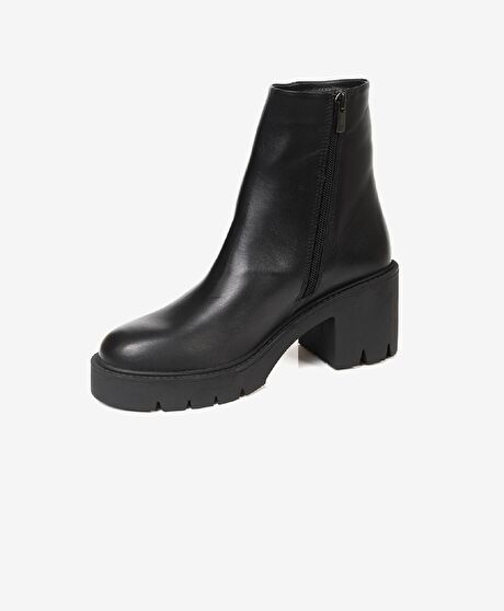 Kadın Siyah Hakiki Deri Topuklu Bot