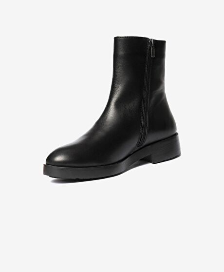 Kadın Siyah Hakiki Deri Termo Taban Bot