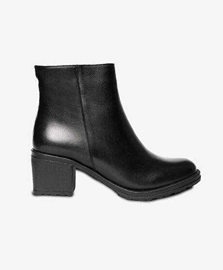 Kadın Siyah Hakiki Deri Topuklu Bot
