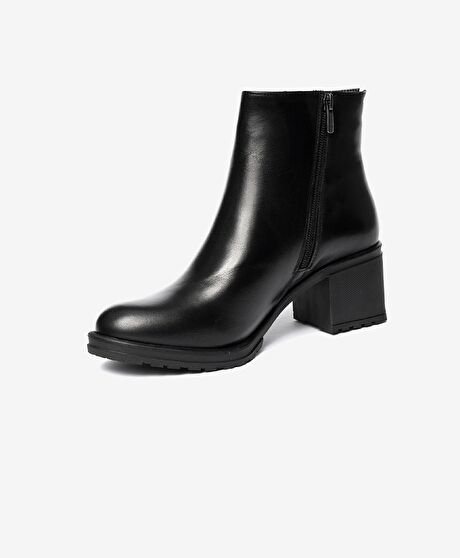 Kadın Siyah Hakiki Deri Topuklu Bot