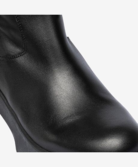 Kadın Siyah Hakiki Deri Termo Taban Çizme