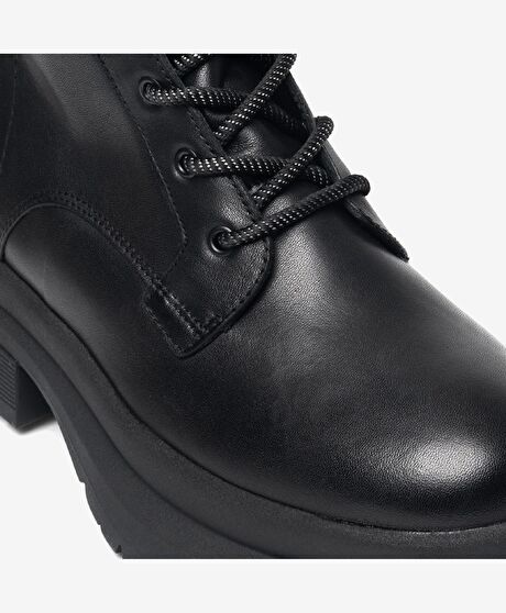 Kadın Siyah Hakiki Deri Military Bot