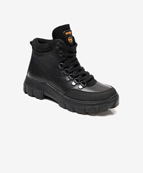 Erkek Çocuk Siyah Hakiki Deri Bot