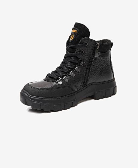 Erkek Çocuk Siyah Hakiki Deri Bot